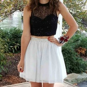 Two-piece black and white dress